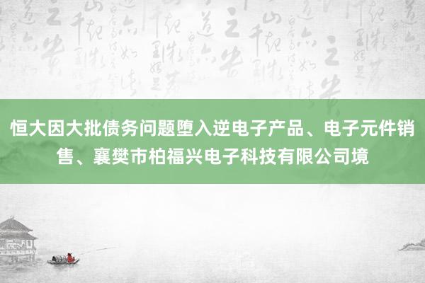 恒大因大批债务问题堕入逆电子产品、电子元件销售、襄樊市柏福兴电子科技有限公司境
